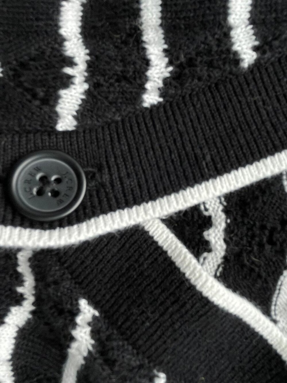 J.Crew 100% Cotton Short Sleeve Cardigan Black White Stripe Large Coastal - Picture 4 of 6